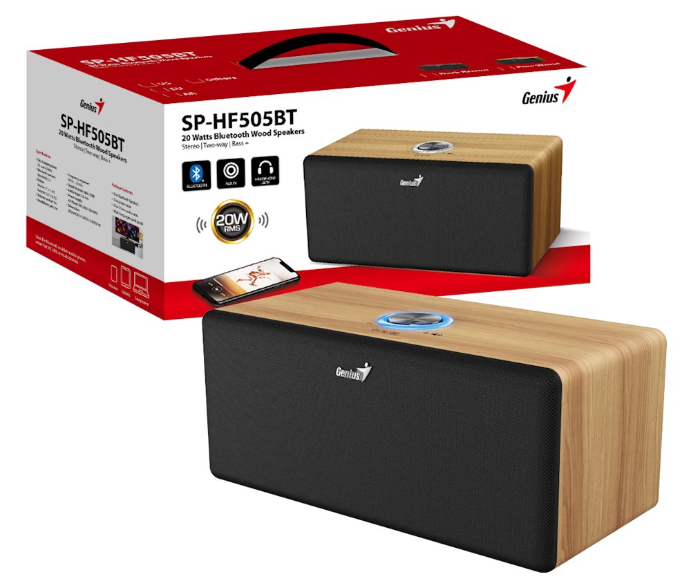 GENIUS repro SP-HF505BT Pine Wood/ Bluetooth 5.3/ 20W/ barva světlé dřevo