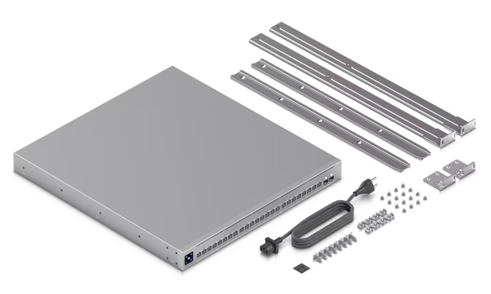 Ubiquiti UniFi Switch Pro XG 24 PoE - 16x 10GbE, 8x 2.5GbE, 2x SFP28, Etherlighting, 24x PoE+++ (PoE budget 720W)