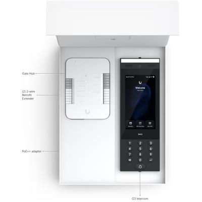 Ubiquiti UniFi Access G3 Gate Starter Kit - Sada, 1x Hub Gate, 1x G3 Intercom, 2x PoE extender, 1x PoE++ injektor