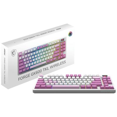 MSI herní klávesnice FORGE GK600 TKL Violet/ bezdrátová 2,4GHz+BT/ mechanická/ RGB/ USB-C/ display/ CZ+SK layout
