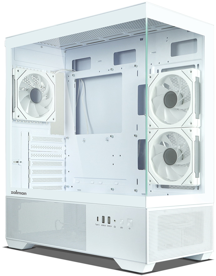 Zalman skříň Chronix / midT / 3x120mm ARGB fan / USB 2.0 / USB 3.0 / USB-C / panoramatická / bílá