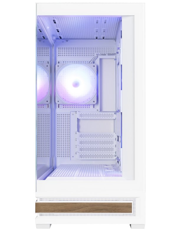 Zalman skříň P40 Namu / midT/ 4x120mm ARGB fan / 2xUSB 3.0 / USB-C / panoramatická / dřevěné doplňky / bílá