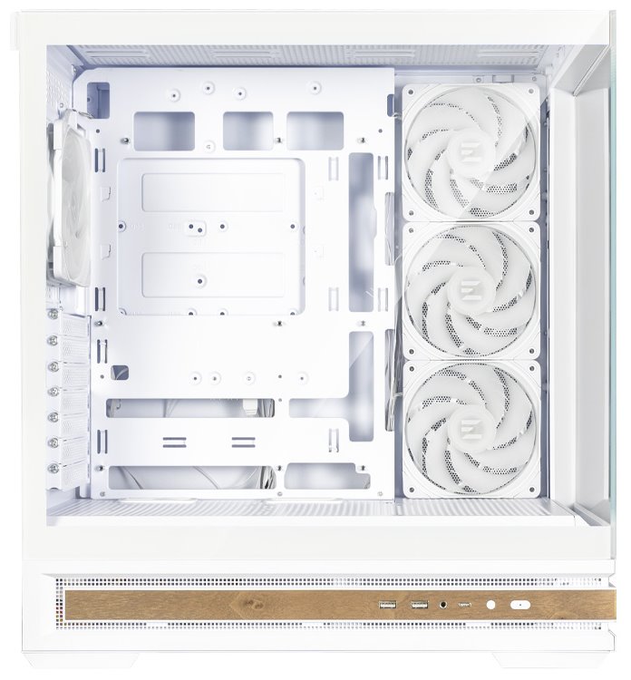 Zalman skříň P40 Namu / midT/ 4x120mm ARGB fan / 2xUSB 3.0 / USB-C / panoramatická / dřevěné doplňky / bílá