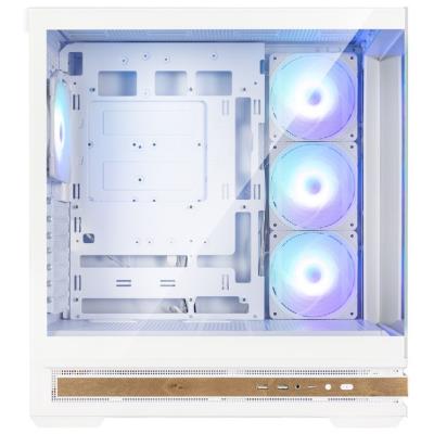 Zalman skříň P40 Namu / midT/ 4x120mm ARGB fan / 2xUSB 3.0 / USB-C / panoramatická / dřevěné doplňky / bílá