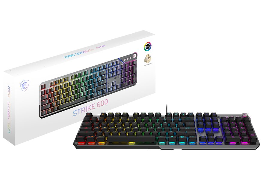 MSI herní klávesnice STRIKE 600 Silent/ drátová/ mechanická/ RGB podsvícení/ USB/ CZ+SK layout
