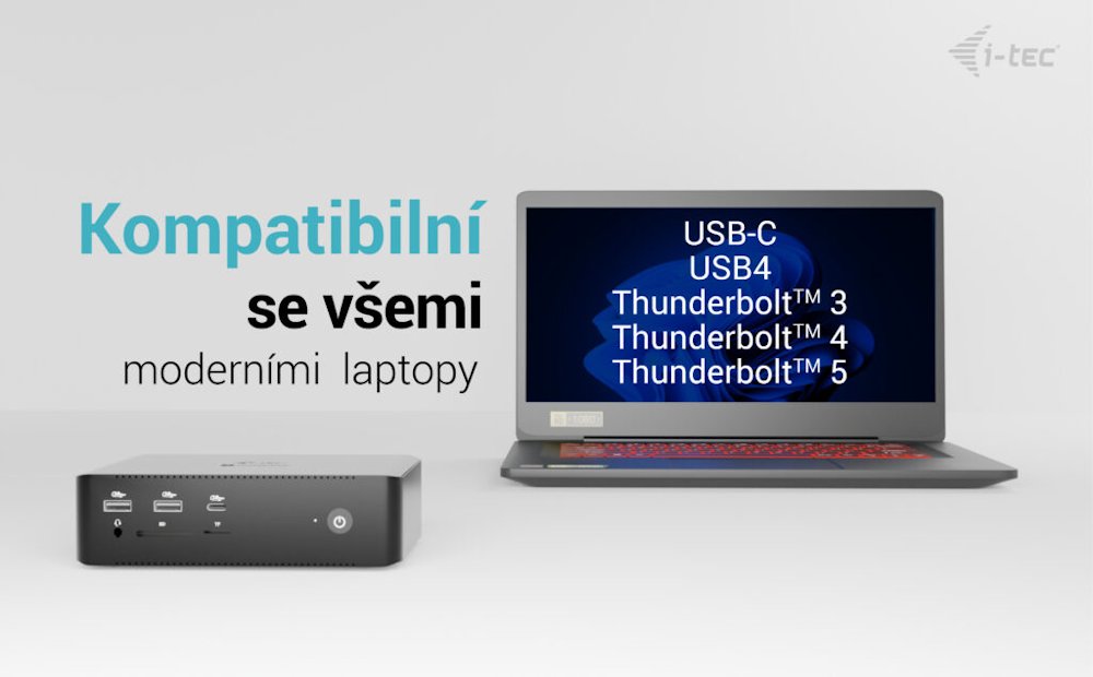 i-tec dokovací stanice Thunderbolt 5 Quattro Display Dock, 2x HDMI, 1x USB-C video, Power Delivery 140W