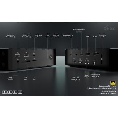 i-tec dokovací stanice Thunderbolt 5 Quattro Display Dock, 2x HDMI, 1x USB-C video, Power Delivery 140W