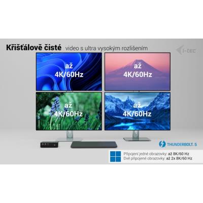 i-tec dokovací stanice Thunderbolt 5 Quattro Display Dock, 2x HDMI, 1x USB-C video, Power Delivery 140W