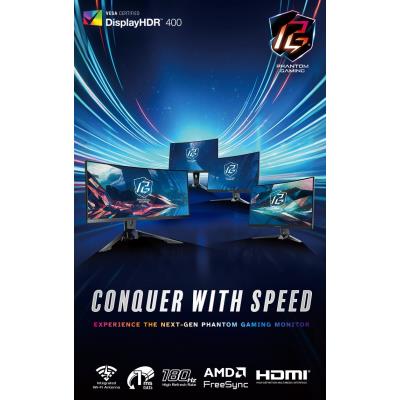 Phantom Gaming by Asrock monitor  PG25FFT 24,5"/IPS/1920x1080/180Hz/300cd/m2/1ms/HDMI/DP/speaker