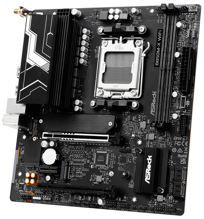 ASRock B850M-X WiFi R2.0 / AMD B850 / AM5 / 2x DDR5 DIMM / 2x M.2 / HDMI / DP / USB-C / WiFi / mATX