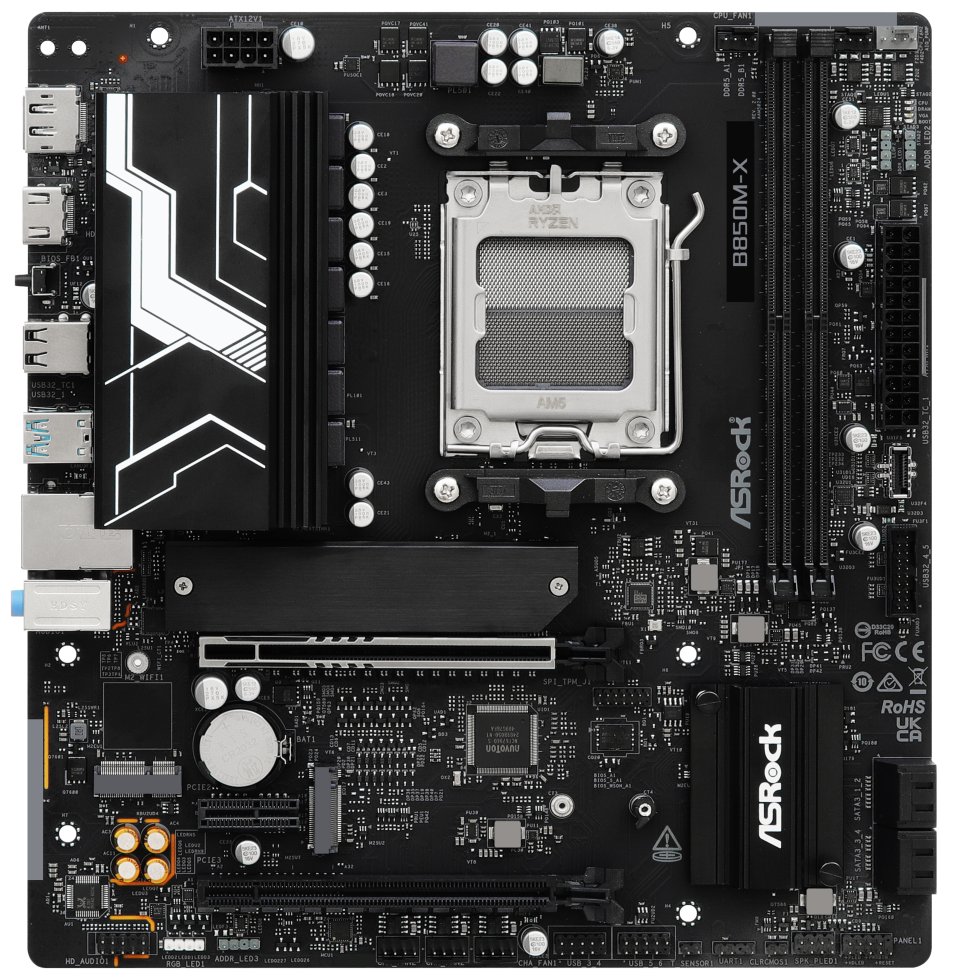 ASRock B850M-X R2.0 / AMD B850 / AM5 / 2x DDR5 DIMM / 2x M.2 / HDMI / DP / USB-C / mATX