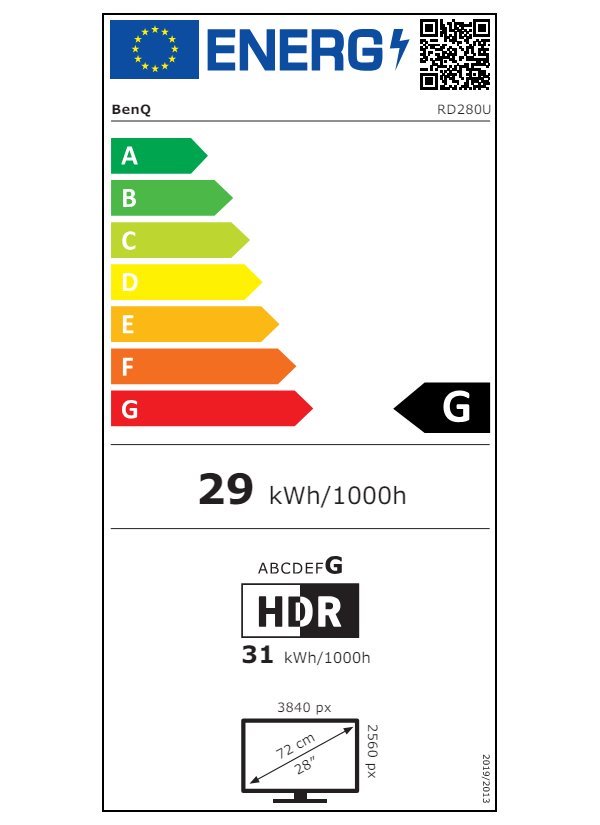 ROZBALENÉ - BENQ 28" IPS LED RD280U/ 3840x2560 / 1200:1/ 5ms/ 350 cdm/ HDMI/ DP/USB-C/Daisy chain/výškově nast./ černý