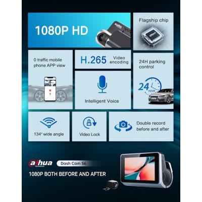 DAHUA kamera do auta S6/ Full HD rozlišení/ duální kamera/ GPS/ mini USB/ Wi-Fi/ microSD slot