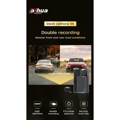 DAHUA kamera do auta S6/ Full HD rozlišení/ duální kamera/ GPS/ mini USB/ Wi-Fi/ microSD slot