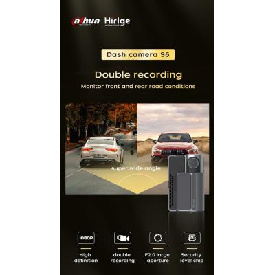 DAHUA kamera do auta S6/ Full HD rozlišení/ duální kamera/ GPS/ mini USB/ Wi-Fi/ microSD slot