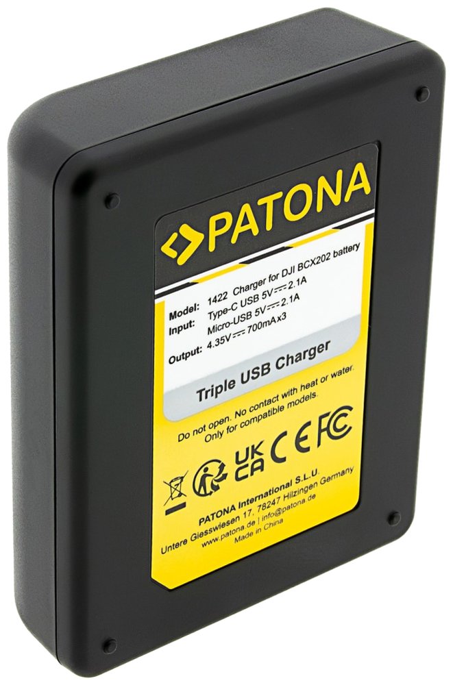 PATONA nabíječka pro digitální kameru Triple DJI Osmo Action 3 / 4 / 5 USB-C