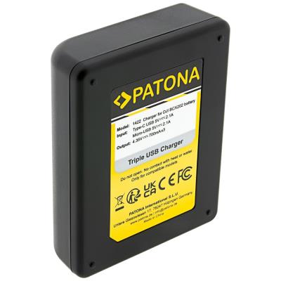 PATONA nabíječka pro digitální kameru Triple DJI Osmo Action 3 / 4 / 5 USB-C