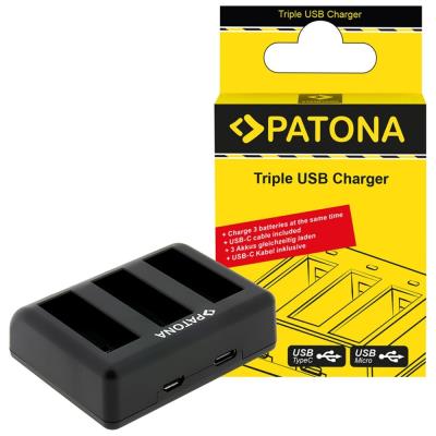 PATONA nabíječka pro digitální kameru Triple DJI Osmo Action 3 / 4 / 5 USB-C