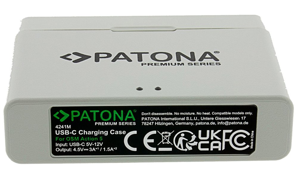PATONA nabíječka pro digitální kameru BOX DJI Osmo Action 3 / 4 / 5 USB-C