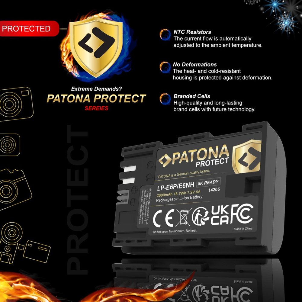 PATONA baterie pro foto Canon LP-E6P/LP-E6NH 2600mAh 6A Li-Ion Protect EOS R5 Mark II 8K