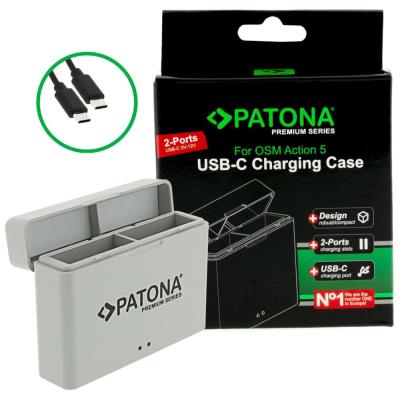 PATONA nabíječka pro digitální kameru BOX DJI Osmo Action 3 / 4 / 5 USB-C