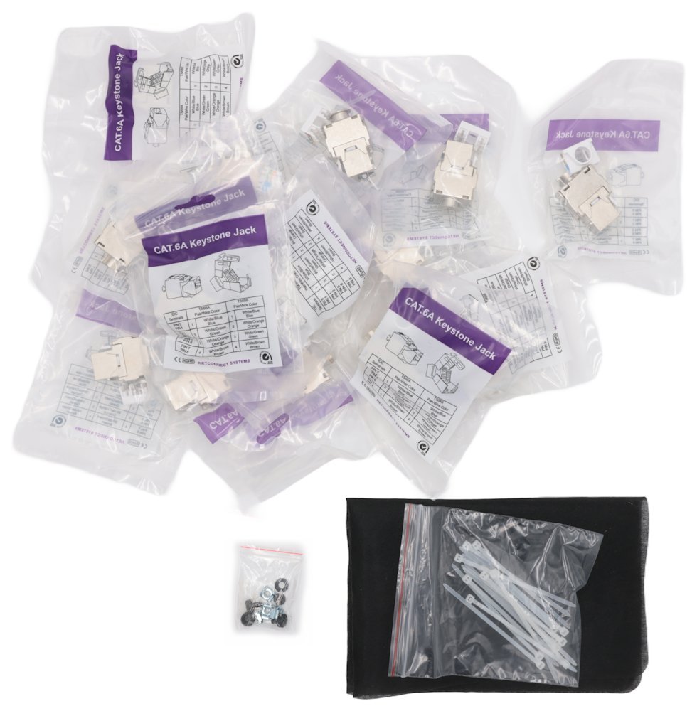 XtendLan Patch panel 19", 16 portů, Cat6a, stíněný, s keystone