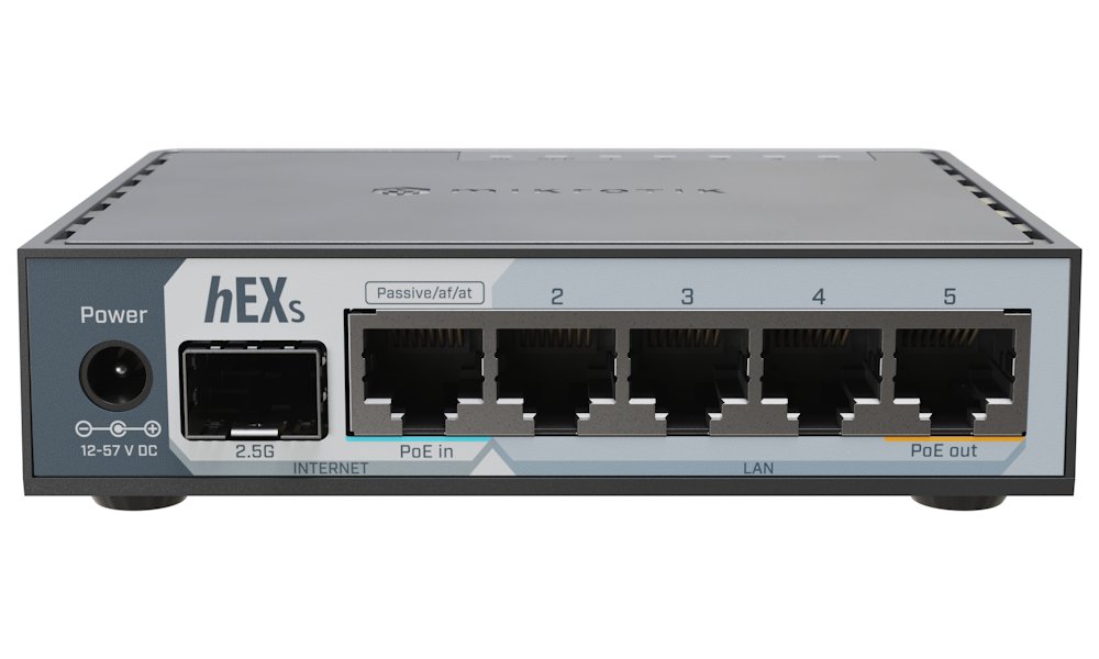 MikroTik hEX S, E60iUGS 5x GbE, 2,5 G SFP, USB 3.0, L4, PSU