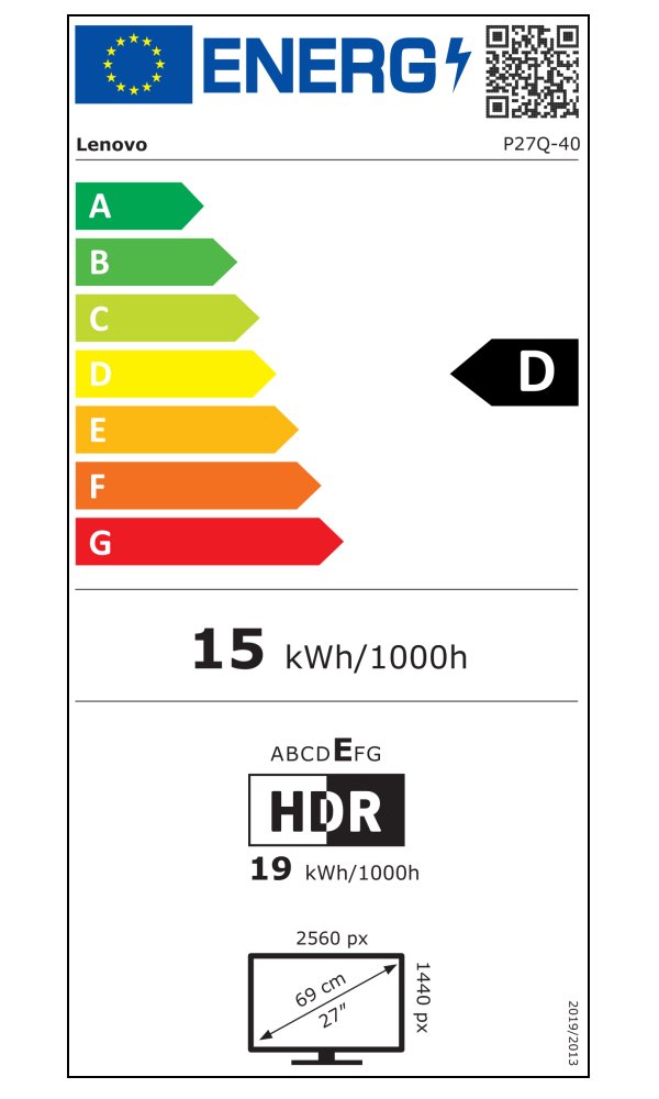 Lenovo P27Q-40 s MC60/ 27" ECO-IPS/ 2560x1440/ 16:9/ 350cd/m2cmd/ 1500:1/ 4ms/ HDMI/ DP/ USB/ VESA/ černý