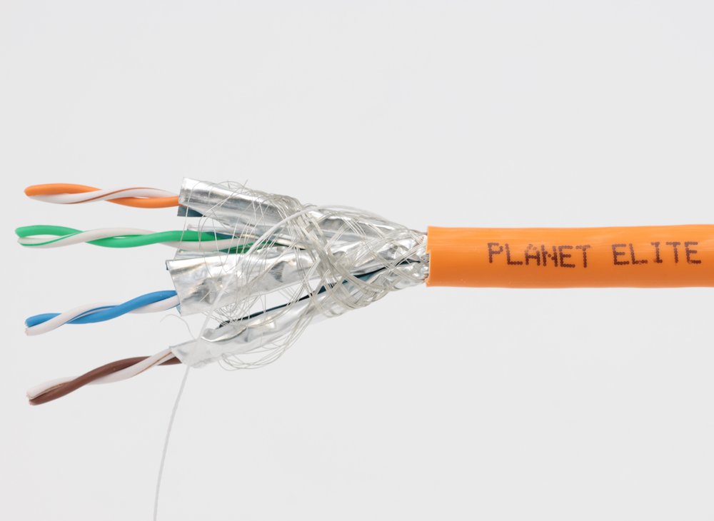 PLANET Elite kabel FTP, drát, Cat 7, 4pár, 600MHz, SFTP LS0H B2ca- stíněný každý pár, oranžový, Dca, balení 500m