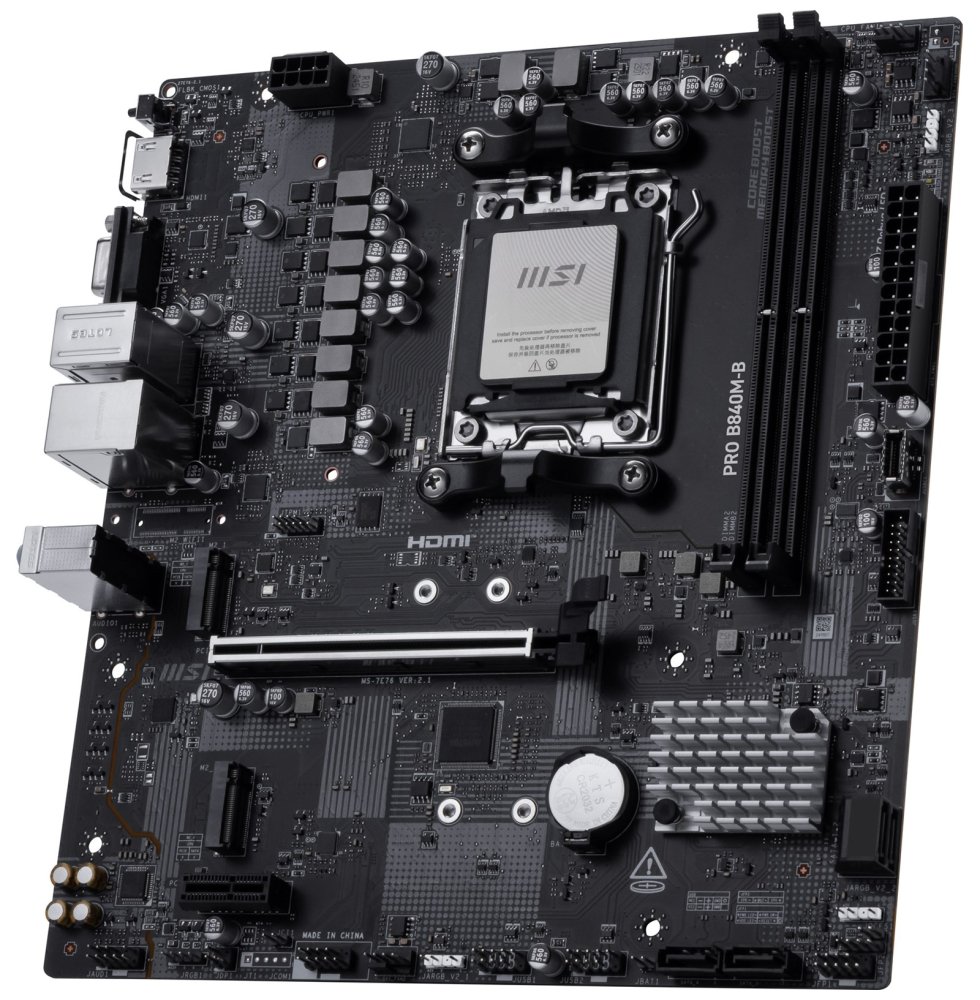 MSI PRO B840M-B / AMD B840 / AM5 / 2x DDR5 / M.2 / mATX