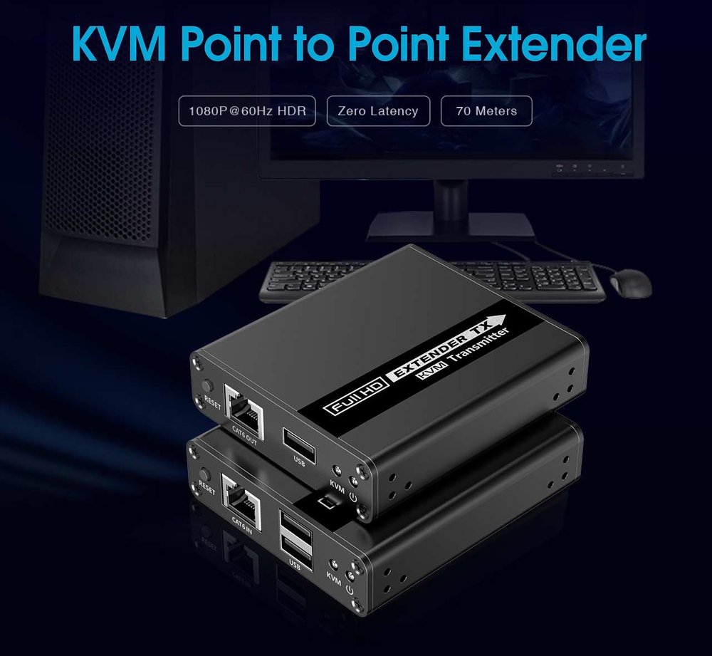 PremiumCord HDMI KVM extender 4K a FULL HD 1080p na 70m s přenosem USB