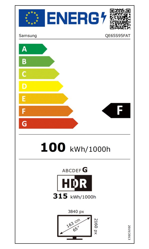 SAMSUNG SMART OLED TV 65"/ QE65S95F/ 4K Ultra HD 3840x2160/ DVB-T2/S2/C/ H.265/HEVC/ 4xHDMI/ 4xUSB/ Wi-Fi/ LAN/ F