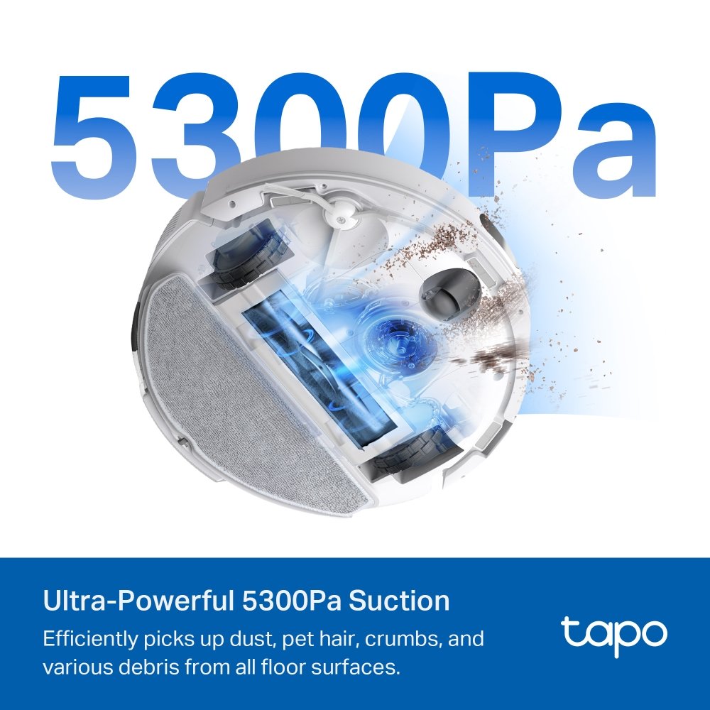 TP-LINK Tapo RV30 Max Plus Robotický vysavač a mop + chytrá nabíjecí stanice s automatickým vyprazdňováním, bílá barva