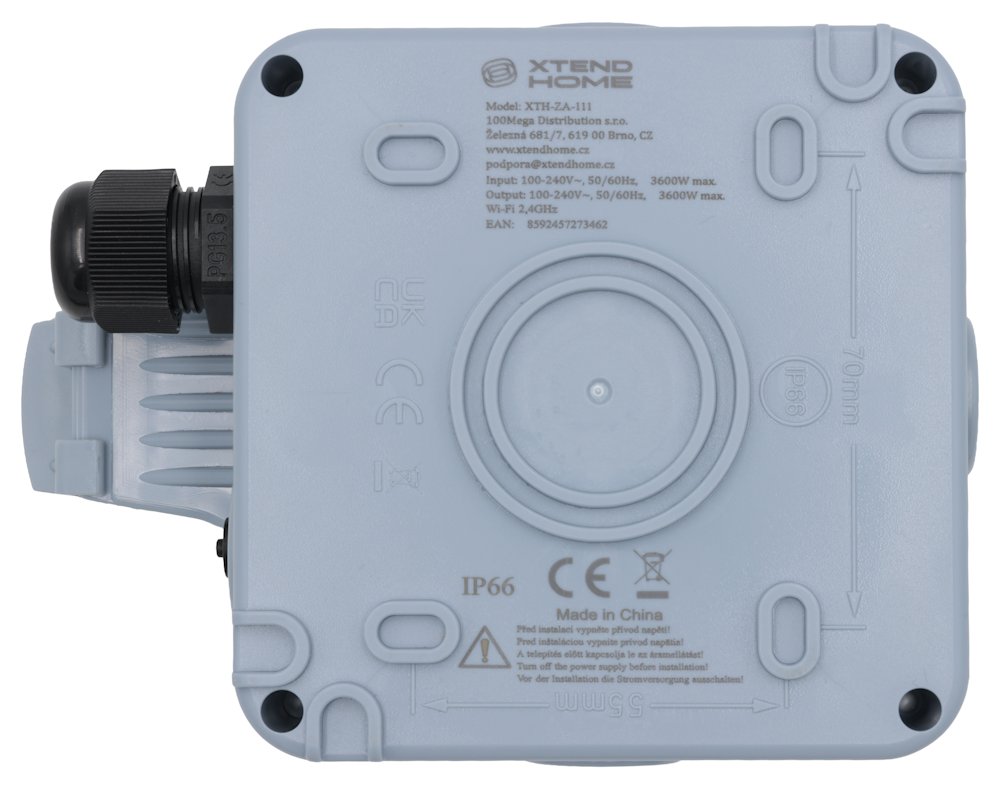 Xtend Home chytrá venkovní zásuvka, IP66, WiFi, správné spínání fáze, Tuya