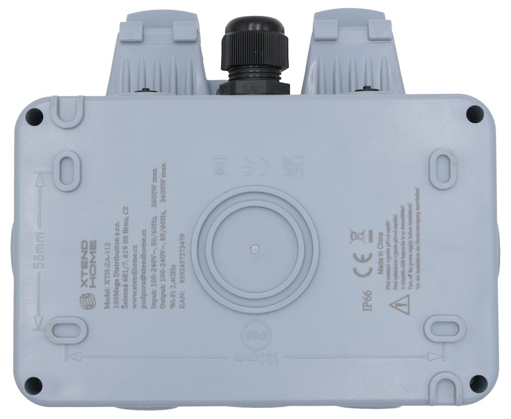 Xtend Home chytrá venkovní dvouzásuvka, IP66, WiFi, správné spínání fáze, Tuya