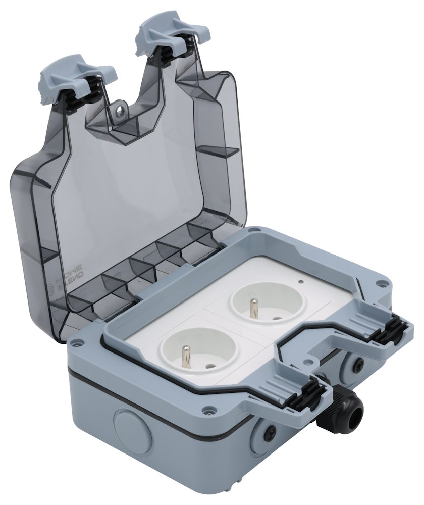 Xtend Home chytrá venkovní dvouzásuvka, IP66, WiFi, správné spínání fáze, Tuya