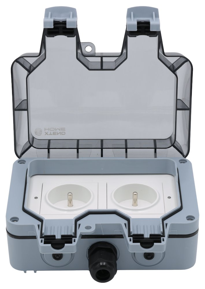 Xtend Home chytrá venkovní dvouzásuvka, IP66, WiFi, správné spínání fáze, Tuya