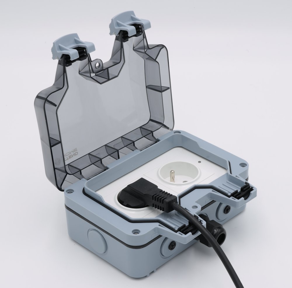 Xtend Home chytrá venkovní dvouzásuvka, IP66, WiFi, správné spínání fáze, Tuya