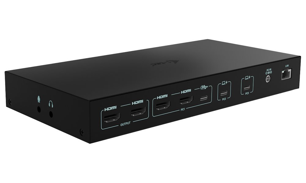 i-tec dokovací stanice USB-C KVM Docking station for 3 Hosts, Dual Display, Power Delivery 1x 92W/2x 65W
