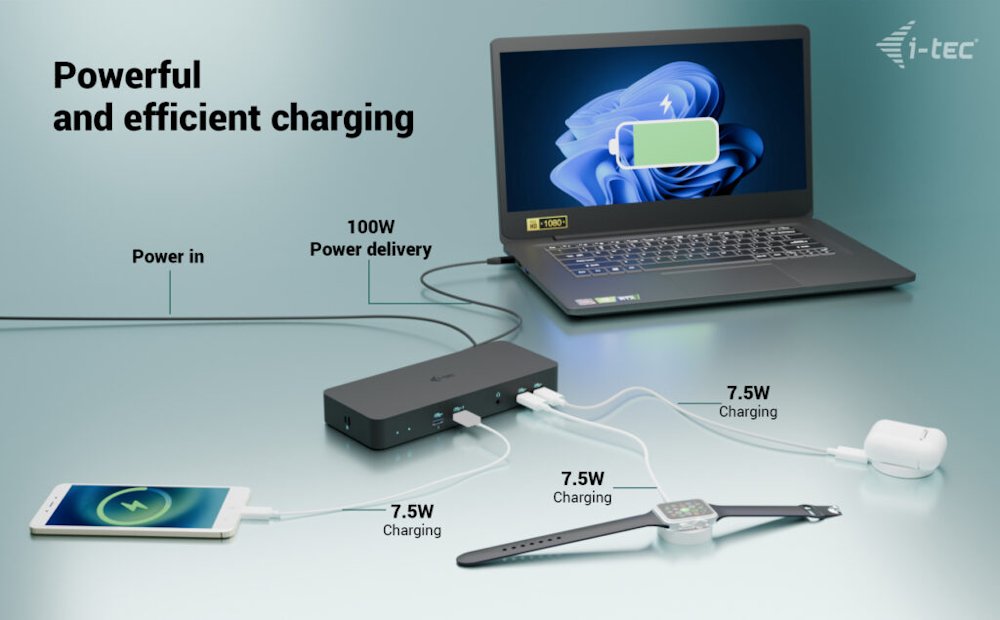 i-tec dokovací stanice USB-C Intelligent Triple Display Docking Station, Power Delivery 100W