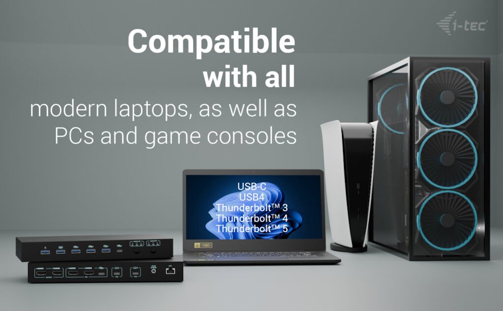 i-tec dokovací stanice USB-C KVM Docking station for 3 Hosts, Dual Display, Power Delivery 1x 92W/2x 65W