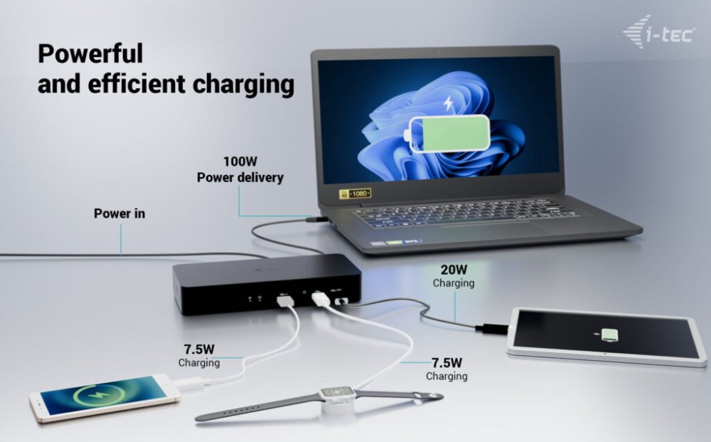 i-tec dokovací stanice Universal Intelligent Dual Display Docking Station, Power Delivery 100W