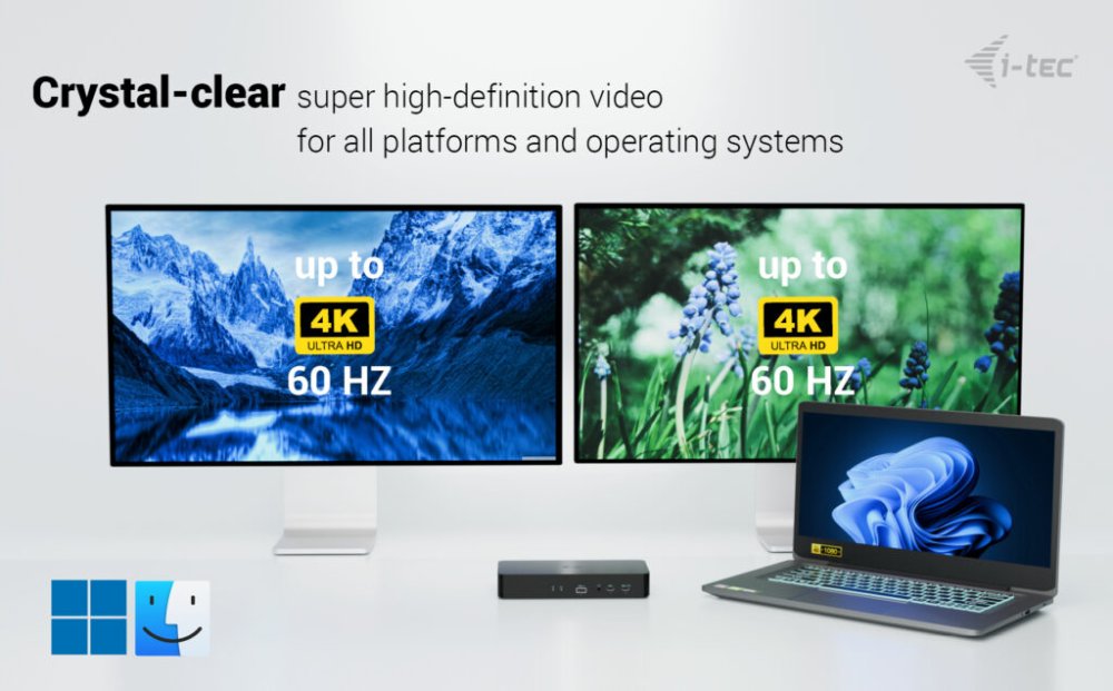 i-tec dokovací stanice Universal Intelligent Dual Display Docking Station, Power Delivery 100W