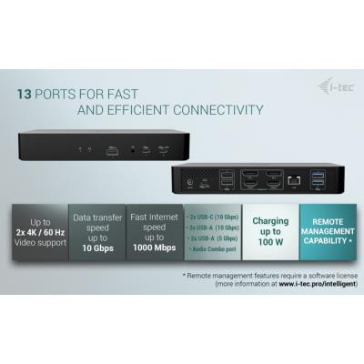 i-tec dokovací stanice Universal Intelligent Dual Display Docking Station, Power Delivery 100W