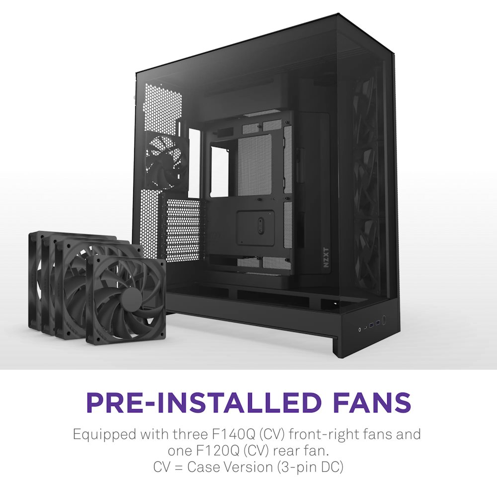 NZXT skříň H9 Flow dvoukomorová ATX / 3x140mm fan / 1x120mm / perforovaný top / proskl. bočnice, front / černá