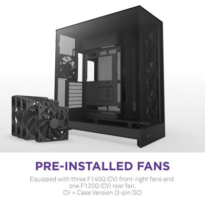 NZXT skříň H9 Flow dvoukomorová ATX / 3x140mm fan / 1x120mm / perforovaný top / proskl. bočnice, front / černá