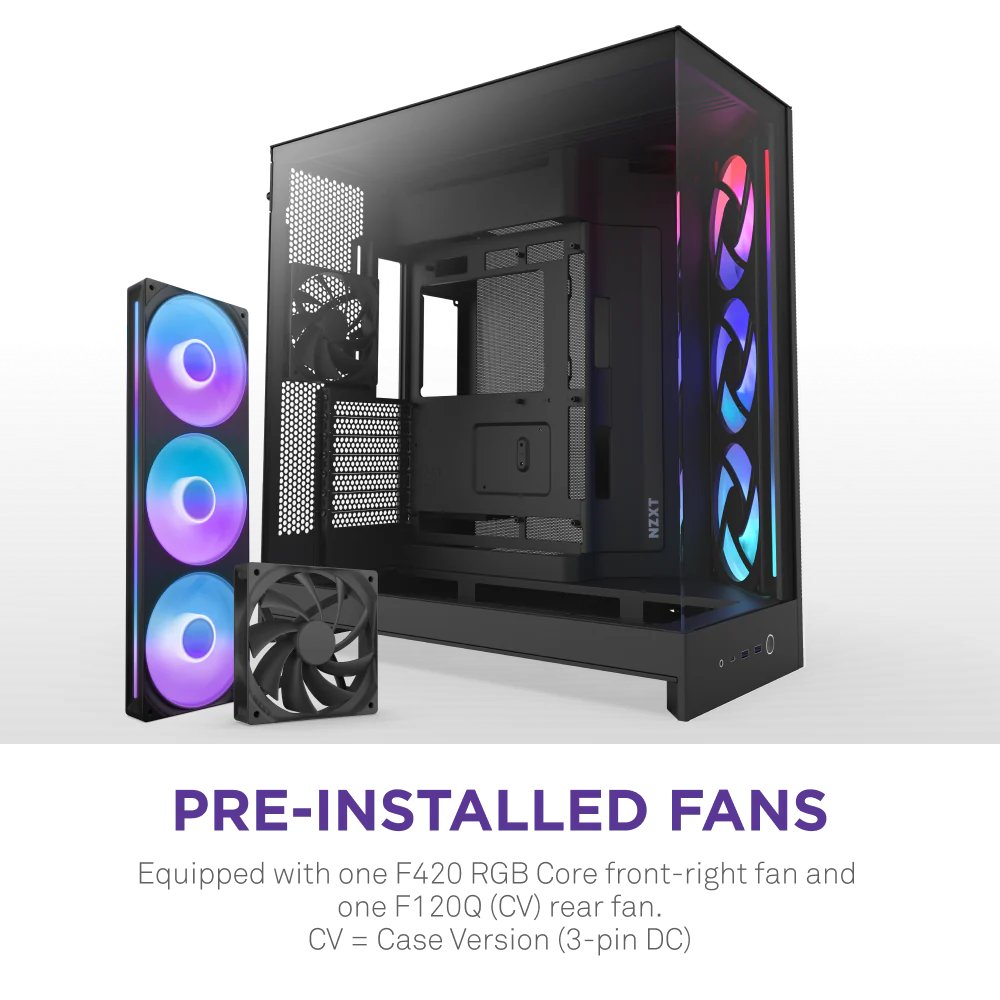 NZXT skříň H9 Flow RGB dvoukomorová ATX / 1x140 RGB mm / 1x 120mm RGB fan / prosklená / černá