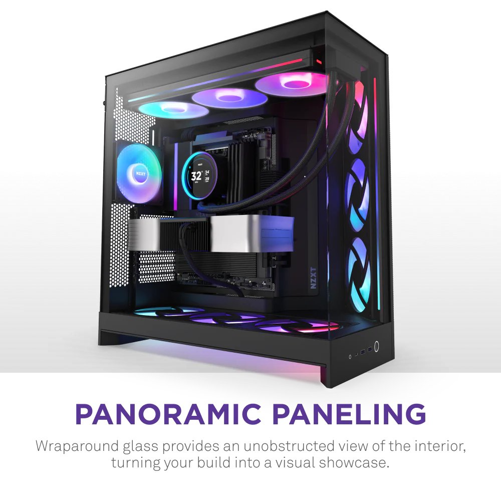 NZXT skříň H9 Flow RGB dvoukomorová ATX / 1x140 RGB mm / 1x 120mm RGB fan / prosklená / černá