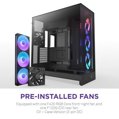 NZXT skříň H9 Flow RGB dvoukomorová ATX / 1x140 RGB mm / 1x 120mm RGB fan / prosklená / černá