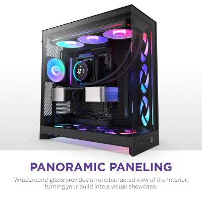 NZXT skříň H9 Flow RGB dvoukomorová ATX / 1x140 RGB mm / 1x 120mm RGB fan / prosklená / černá